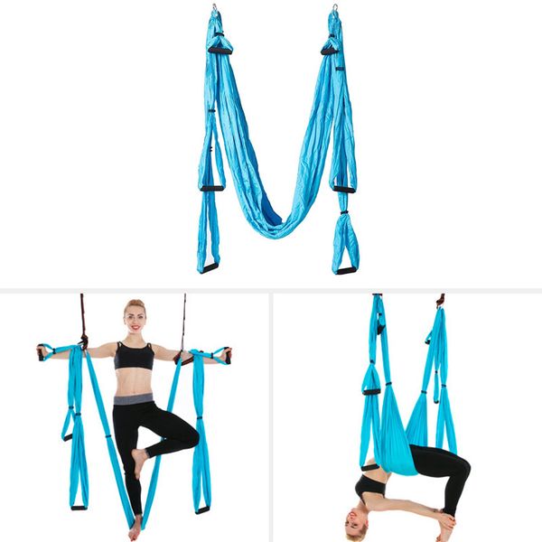 

full set 6 handles anti-gravity aerial yoga ceiling hammock flying swing trapeze yoga inversion device home gym hanging belt