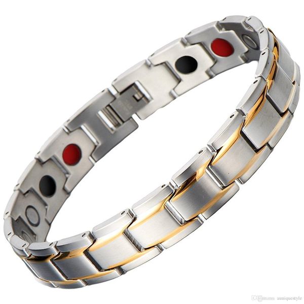 

bio magnetic bracelet, auniquestyle men's health bracelets & bangles magnetic 316l stainless steel charm bracelet jewelry for women, Golden;silver