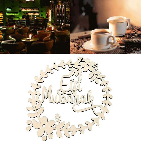 

wood pendants linen ropes 5pcs muslim ramadan eid mubarak diy ornament