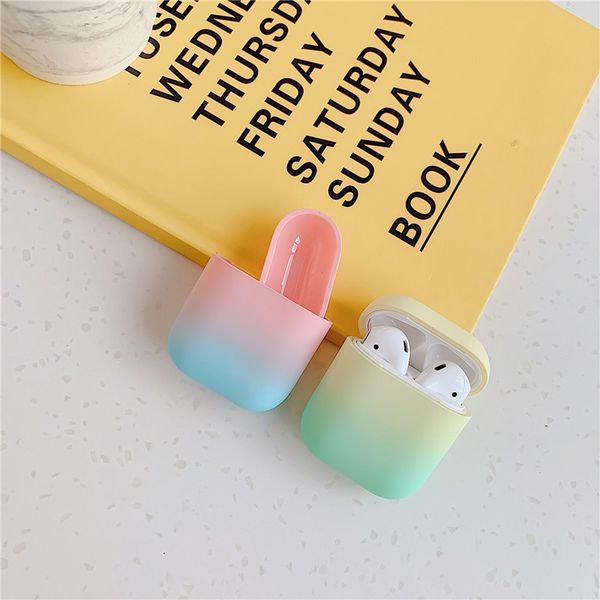 

silicone case for airpods 2 1 multicolor protective cover for apple earphone with buckle gradient color headphone shell