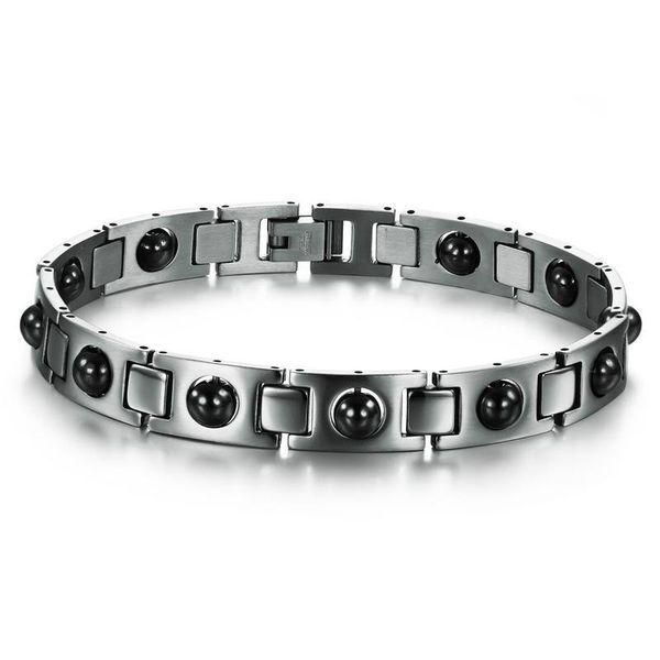 

titanium steel health magnet black gallstone health energy bracelet