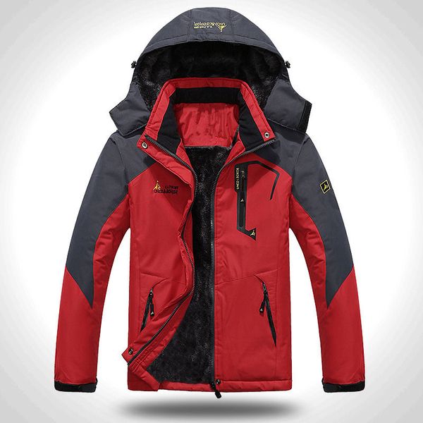 

winter casual thick warm fleece hooded jacket coat men outdoor climb mountain jacket outerwear size plus size 6xl, Black;brown