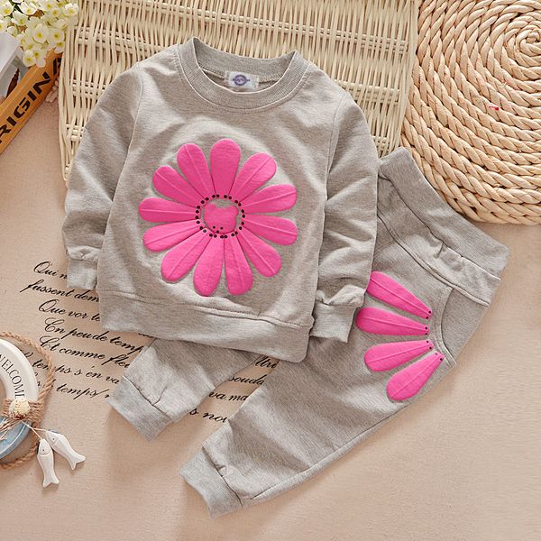 

infant c lothing 2017 autumn winter baby girls clothes t-shirt+pants 2pcs outfit suit baby girls clothing set newborn clothes, White