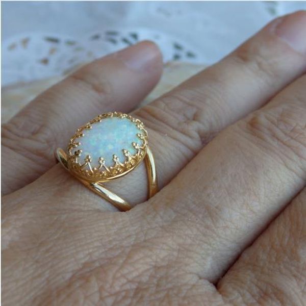 

wholesale-ring explosion jewelry fashion lady opal ring opal ring jewelry, Golden;silver
