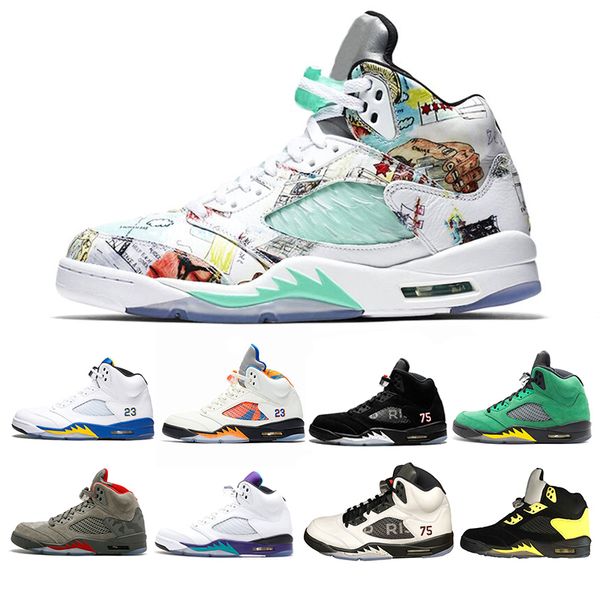 

new wings 5 5s mens basketball shoes psg black white grape laney international flight fresh prince oreo gery sports sneakers designer shoes