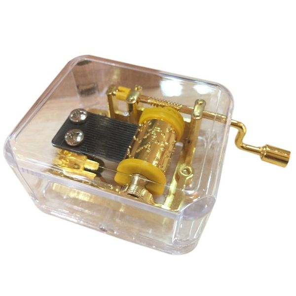 

music box изысканный clear acrylic square gold hand коленчатый gurdy 18 примечание music box играть замок в небе h01