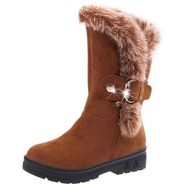 

зима женщина boots женщина моды мех теплый клинья снег женщина boots, Black