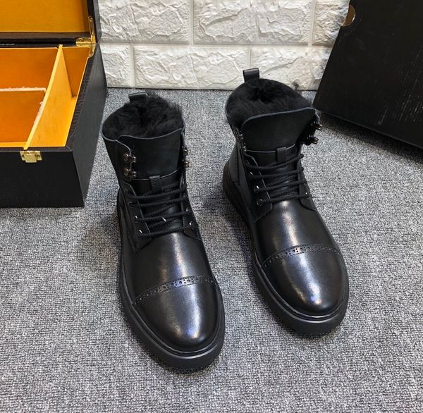 

fast delivery version winter boots snow boots men's shoes stylish flat short fur ankle boots short fur warm shoes a4, Black