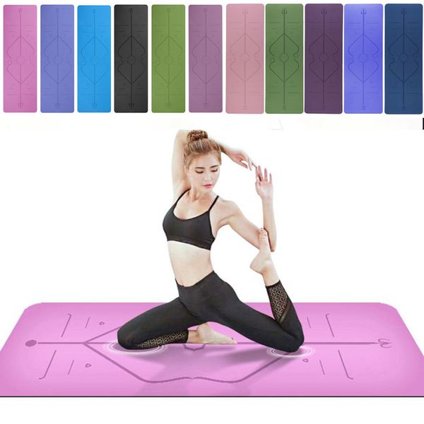 

покрытием tpe yoga mat двойной цвет ковриков с положением линии для 1830x610x6mm начинающих тренажерный зал фитнес-оборудование инструмент