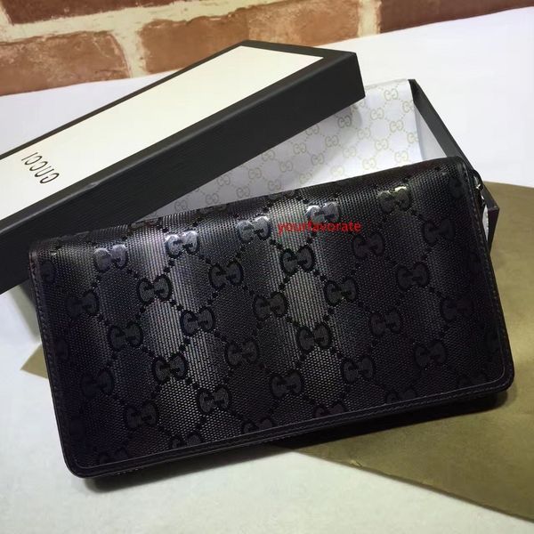 

2020 new celebrity design letter embossing zipper wallet cards pack cowhide leather black 307987 long purse clutch