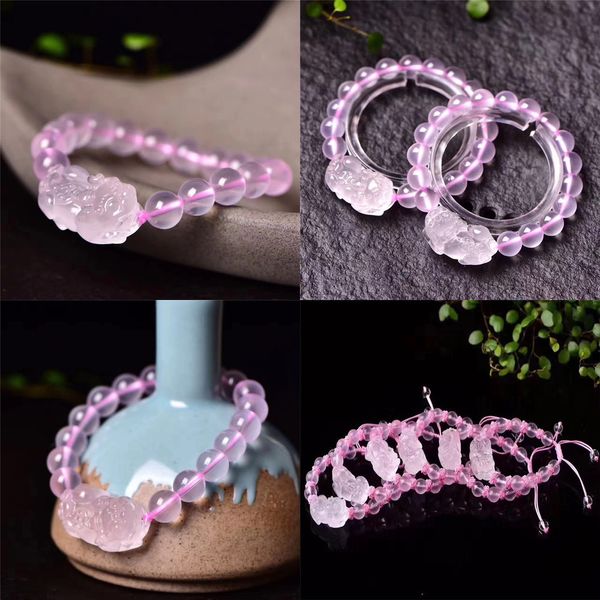 

beaded jewelry crystal natural powder brave troops bracelet powder crystal hand string pink colour hand decorate diy ball accessories, Black