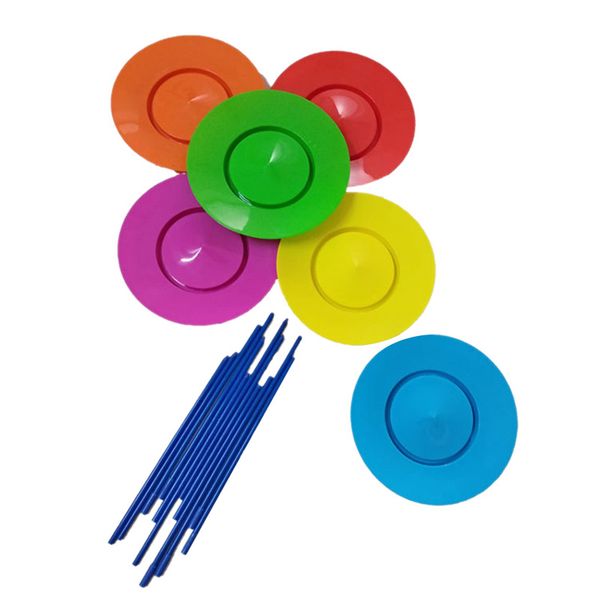 

6 sets plastic spinning plate juggling props performance tools kids children practicing balance skills toy home outdoor garden
