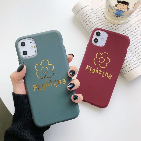 

for iphone 11 pro phone case xs max xr english flower 6 7 8 x plus bronzing frosted silicone soft cell phone cases