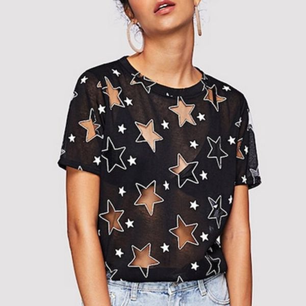 

лето новая повседневная одежда мода женская рубашка топы твердые с коротким рукавом повседневный топ сексуальная звезда выдалбливают топ cam, White