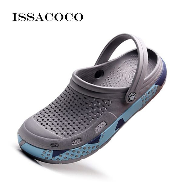 

issacoco men's slippers jelly shoes hole shoes hole breathable for men beach sandals summer beach flip flops pantuflas, Black