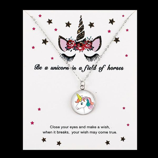 

unicorn pendant statement chokers necklace for girls jewelry big middle little sisters friendship unicorn necklaces for women, Silver