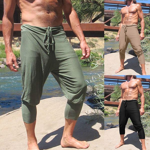 

zhuofei pants for men 2019 fashion drawstring streetwear cloth men's trousers summer pants for male solid calf length pant, Black