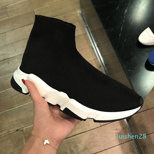 

2019 new air wool knit speed trainer sneakers classic brand designer mens womens fashion flat sock shoes boot l28, Black