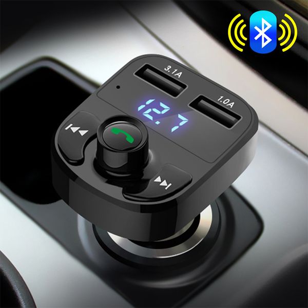 

vehemo 12v-24v dual usb fm transmitter mic tf card for car kit smart music automobile for mp3 player