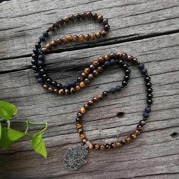 

8mm natural stone beads,black onyx, tigers eye,protection,japamala sets,spiritual jewelry,meditation,inspirational,108 mala bead, Silver