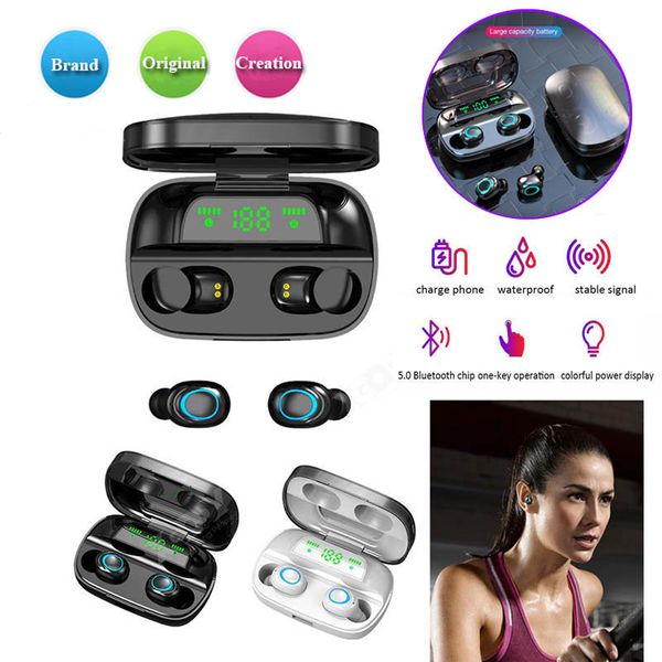 

tws bluetooth 5.0 wireless earphones s11 touch control in ear headphones with microphone 3500 mah power bank mini earbuds