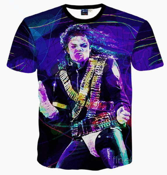 

new king of rock and roll michael jackson t shirt men women funny 3d print summer short sleeve o neck crewneck casual a79, White;black