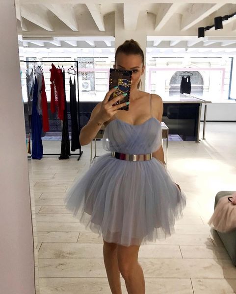 

grey tulle short mini homecoming dresses vestidos de fiesta de coctel cocktail party dresses robes de bal, Blue;pink