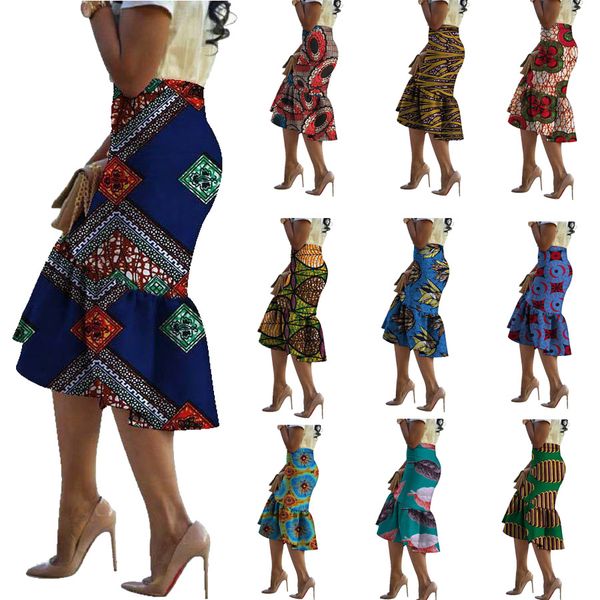 

Women Africa Wax Fabric Clothing Fashion African Dashiki Print Bodycon Pencil Skirts Traditional Clothes Plus Size XS-6XL