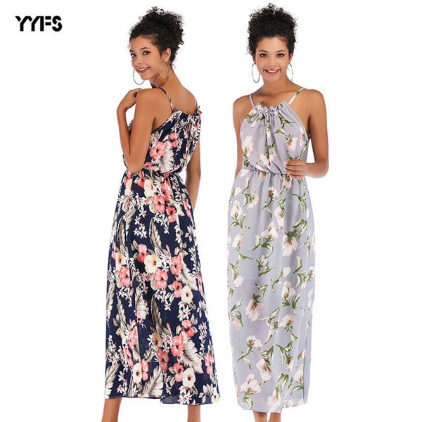 

womens designer ladies long shoulder bohemian print holiday dress beach skirt femaleb6nw, Black;gray