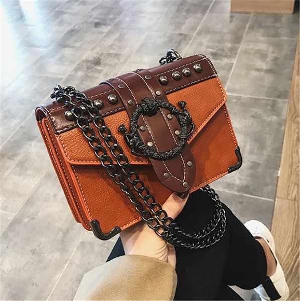 

Chain Small Bag Lady New Retro Rivet Shoulder Bag Square Bags Versatile Cross Body PH-CFY20060818