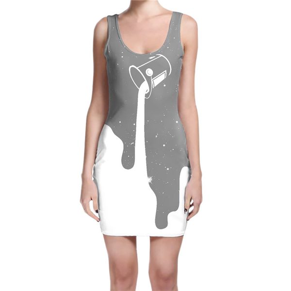

custom made - create your own designs big outer space spill (grey). 3d sublimation print milk silk dress, Black;gray