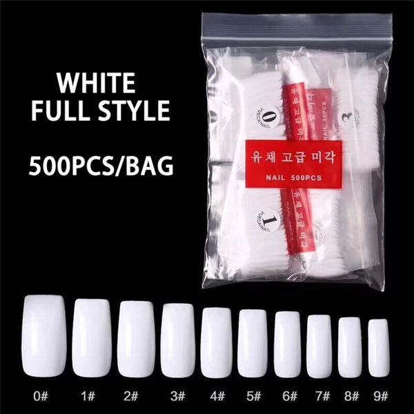 

500pcs natural white clear false french half long clear cover nail decorated acrylic uv gel nail art tips manicure accessories, Red;gold