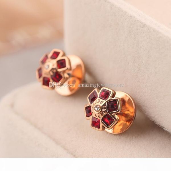 

earring with diamond stud drop earring in 0.9cm 18k gold and 18k rose gold plated style women jewelry gift fr, Golden