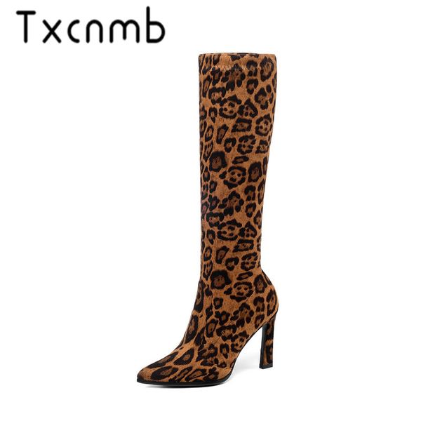 

txcnmb new 2019 slim knee boots women faux suede thigh high boots stretch winter ladies fashion long booties, Black