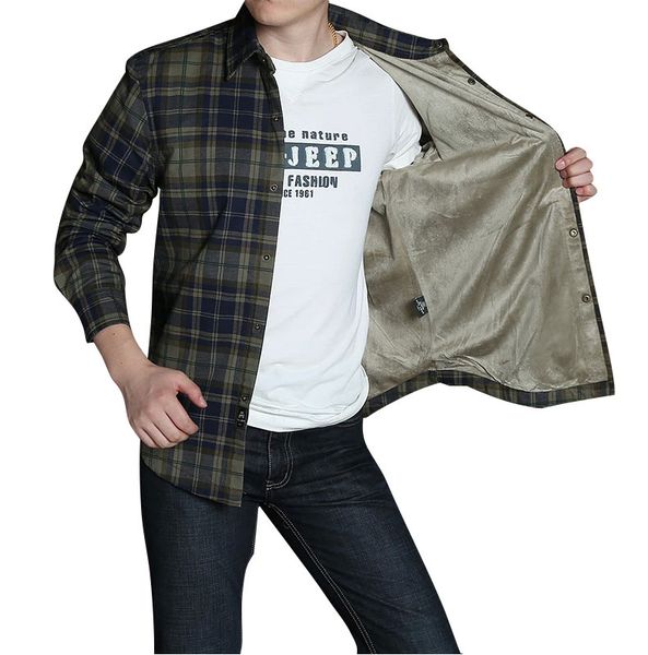 

winter snow warm men shirts fleece lined plaid plus velvet outdoor sports 100% cotton new windbreaker male shirt blouses, Gray;blue