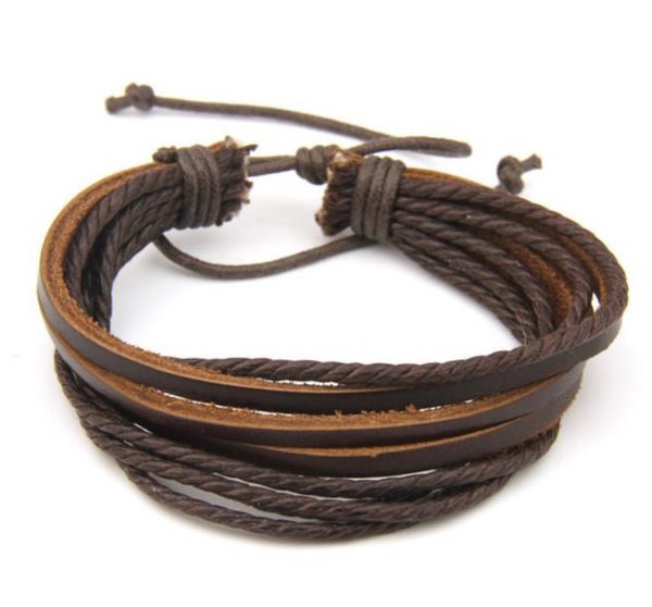 

men's leather bracelet rope braided wristbands black and brown vintage jewelry acc237