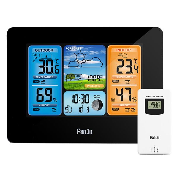 

lcd wireless weather station alarm clock digital hygrometer barometer forecast daily alarm clock new