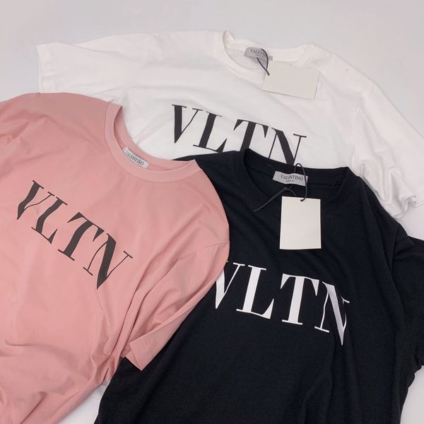 

20ss paris vl vintage letters print tshirts crewneck men women short sleeve summer tee breathable letter shirt streetwear outdoor t-shirt, White