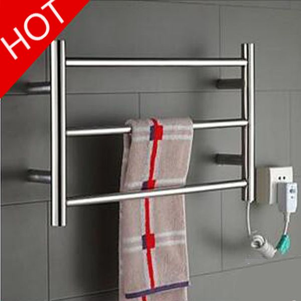 

three-layer heated towel warmer stainless steel wall mounted electric heated towel rail bathroom rack dryer yek-8022