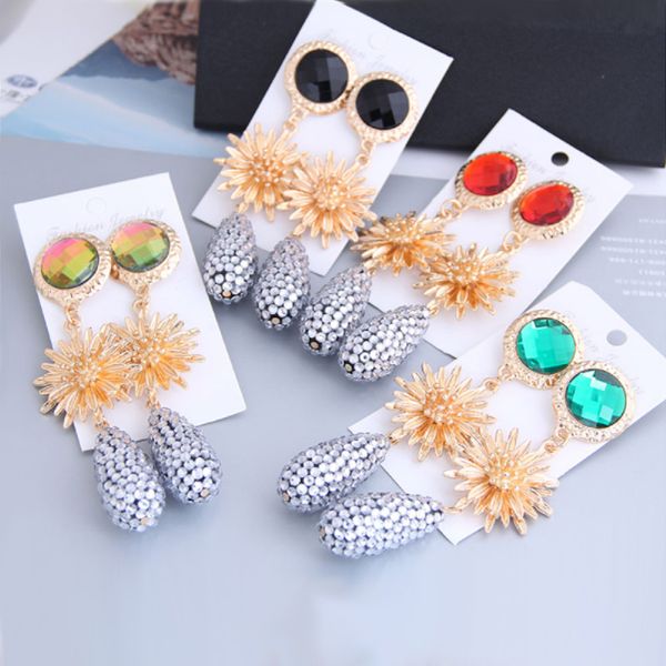 

fashion statement long earring for women metal geometric flower gold drop dangle earings punk big pendientes bijoux femme, Silver