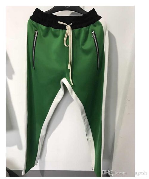 

version fear hiphop track pants 1:1 zipper god men of pants sweatpants jogger side men fog zipper casual bqphm, Black