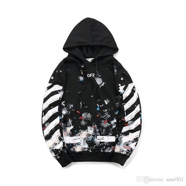 

luxury mens hoodies american street empty fireworks splash ink arrow print hooded sweater designer couple hoodies jacket, Black