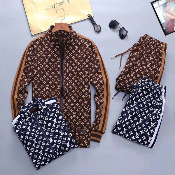 

2020 men's tracksuit jackets set fashion running tracksuits medusa men sports suit letter printing slim hoodies clothing track kit spor, Gray