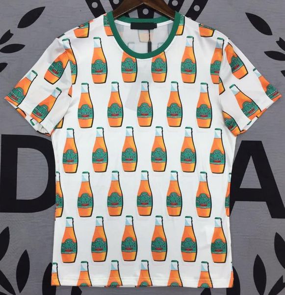 

мода марка футболки мужчины designer summer trend новые футболки роскошное wild mens высокого качества рубашки небрежно comfort bottle print, White;black