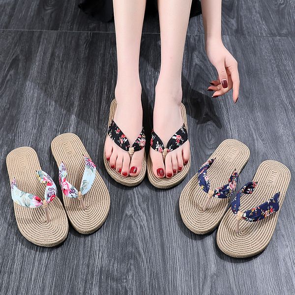 

womens summer wear flat-bottom flip-flops fashion casual female beach sandals outdoor floral leopard pattern ladies slippers, Black