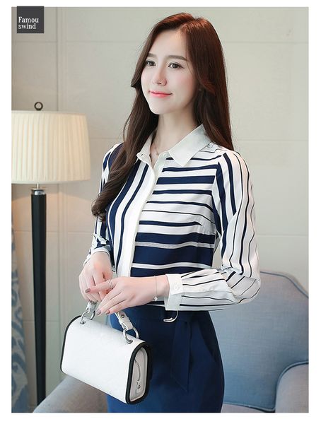 

новая мода корейских женщин блузка с длинными рукавами тонкий шифон блузка площади воротник top ol стиль slim fit женщины 0924 40, White