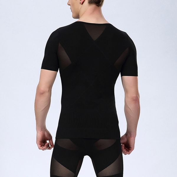 

men slimming shapewear shaper compression short sleeve t-shirt for summer c55k sale, White;black