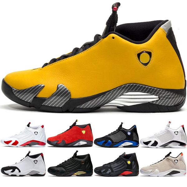

14 14s men basketball shoes yellow candy cane red black white mens trainer sports athletic sneakers size 41-47 drop shpping