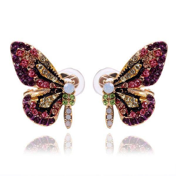 

2019 earrings new color full glass butterfly wing ear with simple temperament womens earrings in jewelry, Silver