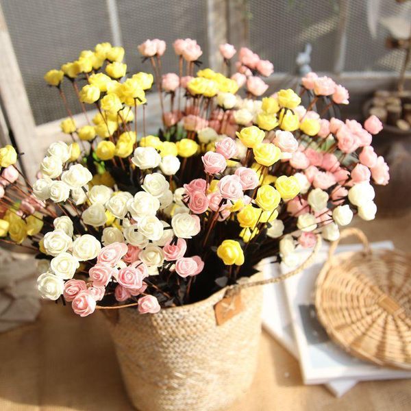 

5pcs/lot small size rose artificial pe bunch french rose bouquet fake flower arrange table wedding party decor accessory